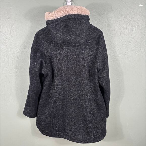 1 Madison Expedition Women's Size Large Black Knit Sherpa Hooded Winter Jacket - Picture 10 of 11